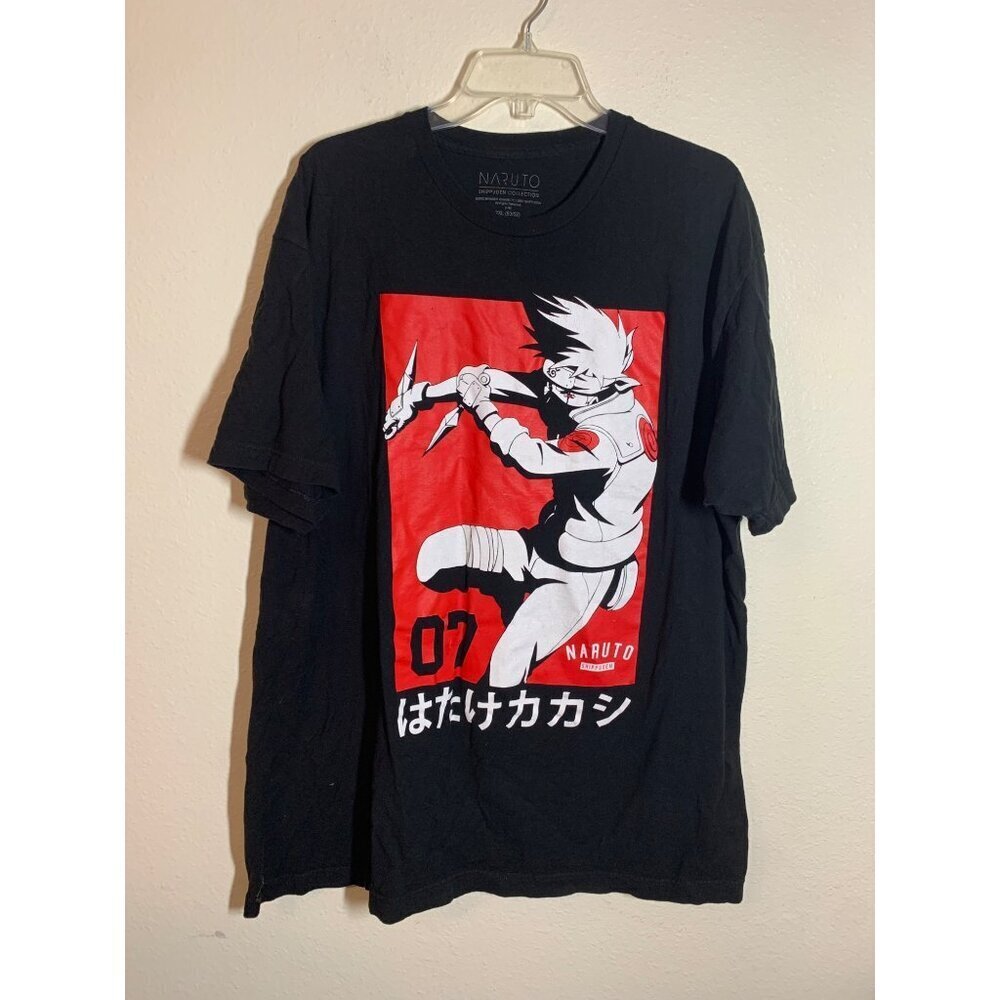 Naruto Shippuden T-shirt Graphic Tee Casual Crew Black Men's Size 2XL (0/52)